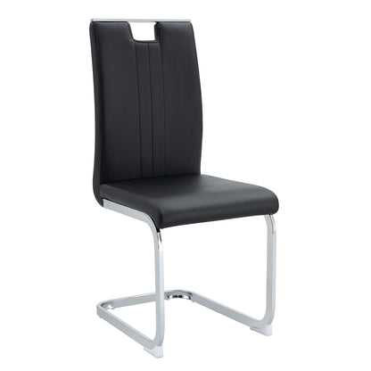 Bendro Bow Chairs – Set of 4 Black PU Seats with Arch Back, Sleek Industrial Style