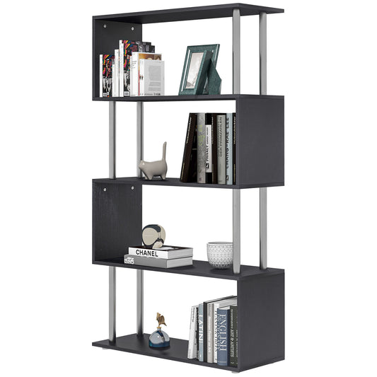 Sfera Divide Shelf – Black 5-Tier S-Shaped Room Divider Bookcase