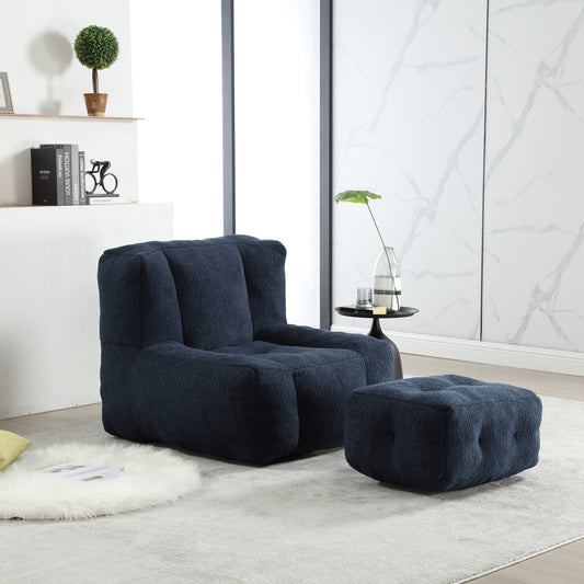 Cloudi Lounger Set – Fluffy Memory Foam Bean Chair with Ottoman for Modern Interiors
