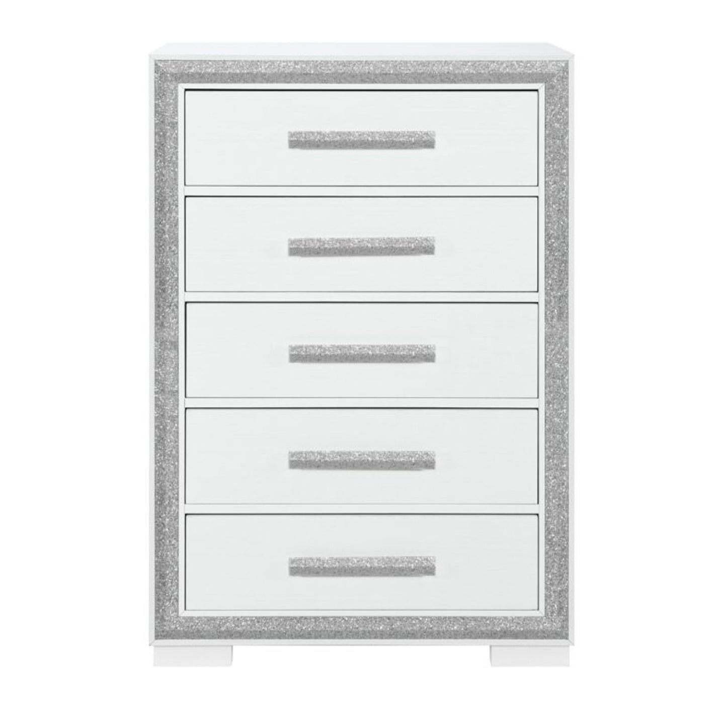 Ansel Silver Chest – Sleek Metallic Dresser with Minimalist Lines and Silver-Tone Finish