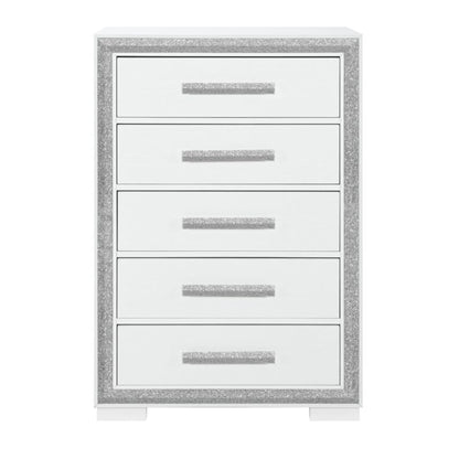 Ansel Silver Chest – Sleek Metallic Dresser with Minimalist Lines and Silver-Tone Finish