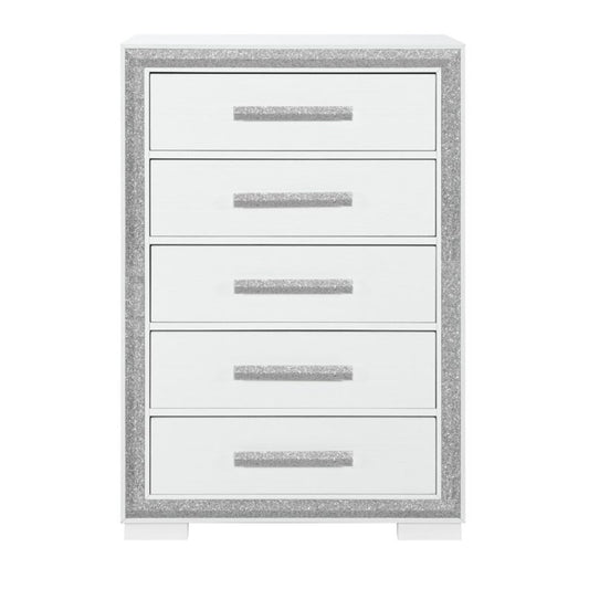 Ansel Silver Chest – Sleek Metallic Dresser with Minimalist Lines and Silver-Tone Finish
