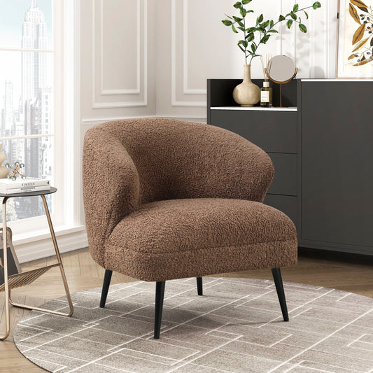 Morvella Chair – Brown Bouclé, High-Density Cushion, CozyForm Silhouette