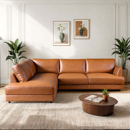 Glander Left-Facing Lounge – Premium Leather Sofa in Cognac
