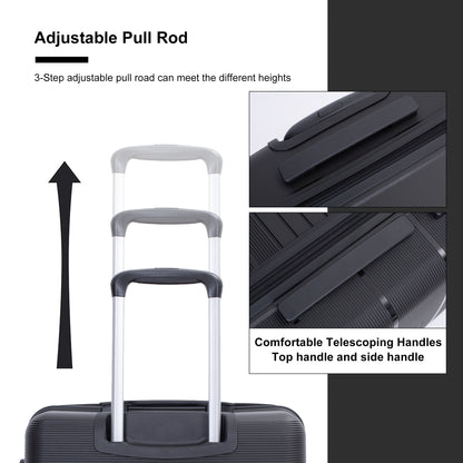 Jetera 3 - Piece Polypropylene Luggage Set – Black Hardshell with Double Spinner Wheels & TSA Lock - JUSTLIVE NESTJUSTLIVE NEST