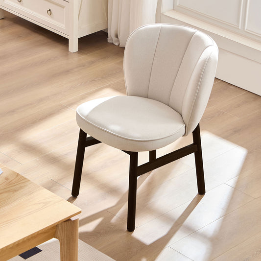 Ashra Shell Chair – 1 Armless Upholstered Dining Seat with Wooden Frame