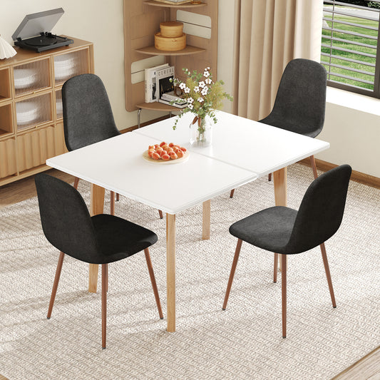 Luma Foldable Dining Set – White Sintered Stone Table & Black Linen-Cotton Chairs