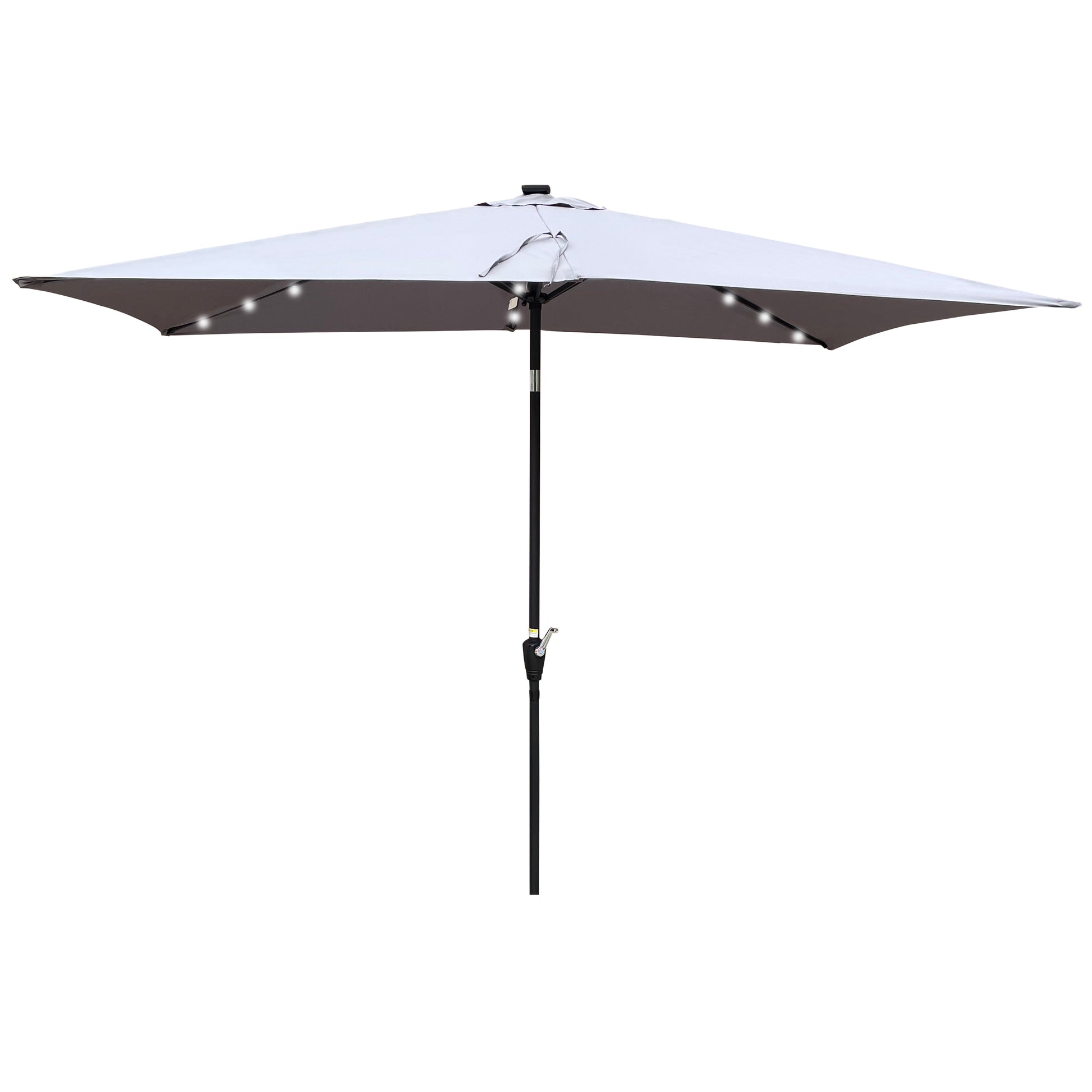Solair 10x6.5' Rectangular LED Umbrella – Solar Crank Shade with Push - Button Tilt for Patio or Pool - JUSTLIVE NESTJUSTLIVE NEST