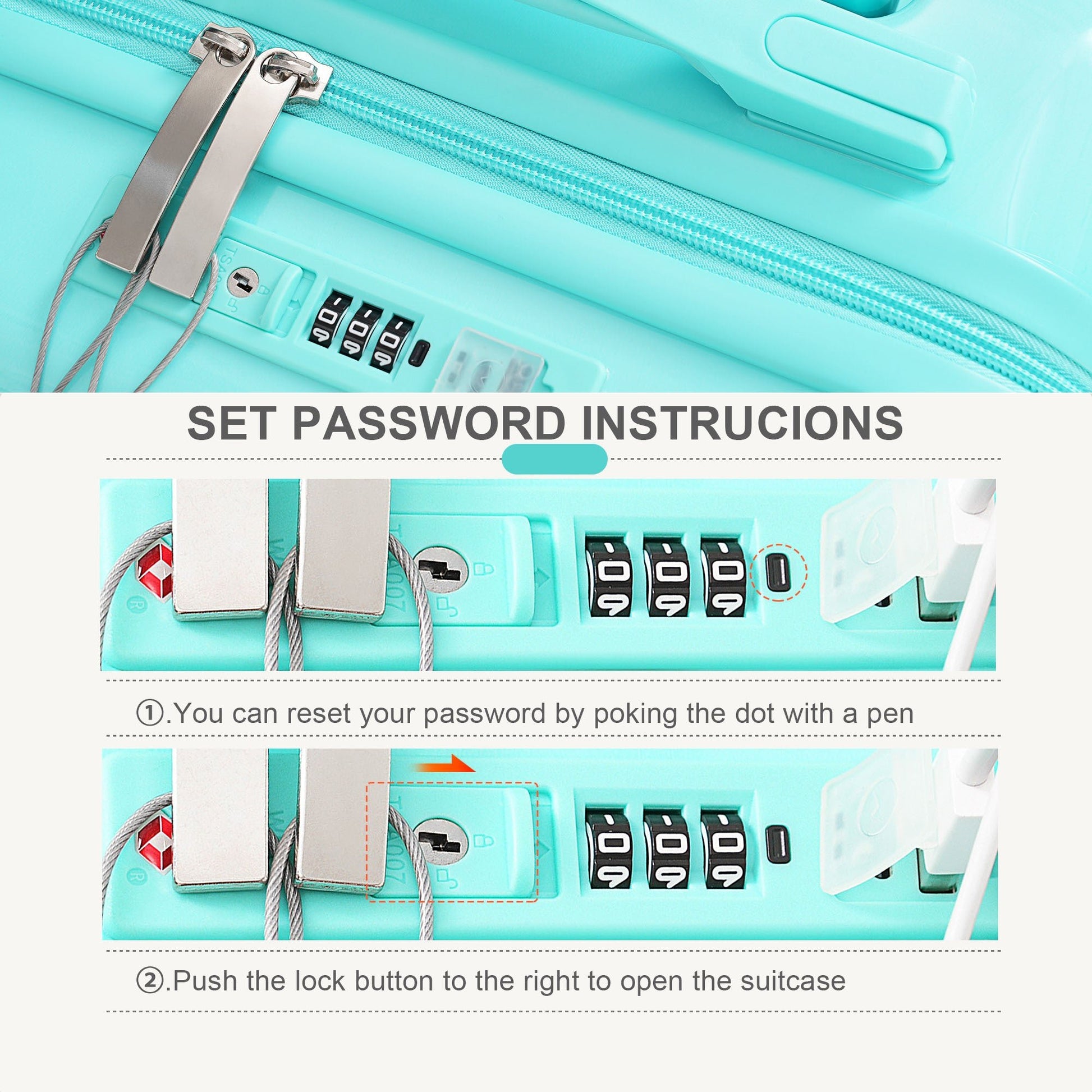 Jetera 3 - Piece Carry - On Luggage Set – Light Blue ABS+PC Hard Shell with USB Port, Cup Holder & Front - Opening Design (20/24/28") - JUSTLIVE NESTJUSTLIVE NEST