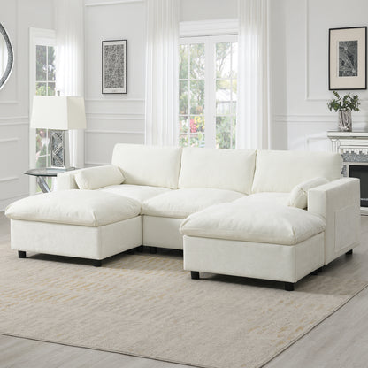 CloudFrame™ 5-Seat Plush Lounge – Freeform Sofa Set with Storage & Dual Ottomans