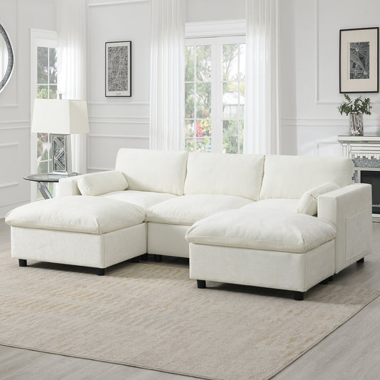 CloudFrame™ 5-Seat Plush Lounge – Freeform Sofa Set with Storage & Dual Ottomans