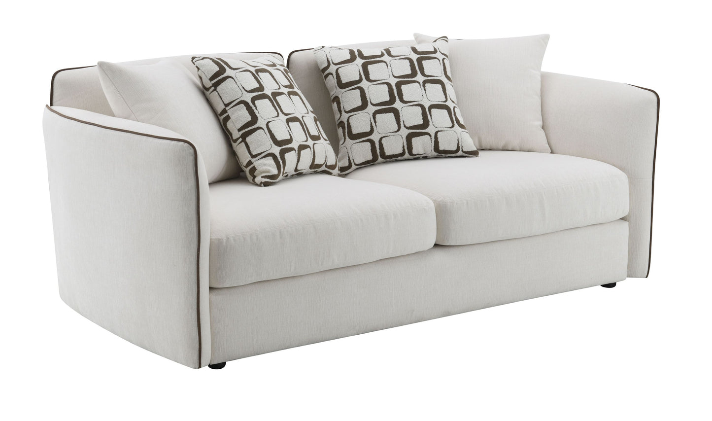 Yolanda Cozy Retreat – Plush Beige Chenille Loveseat with Pillow Set