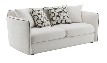 Yolanda Cozy Retreat – Plush Beige Chenille Loveseat with Pillow Set