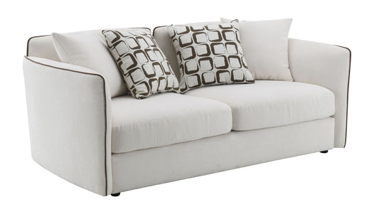 Yolanda Cozy Retreat – Plush Beige Chenille Loveseat with Pillow Set