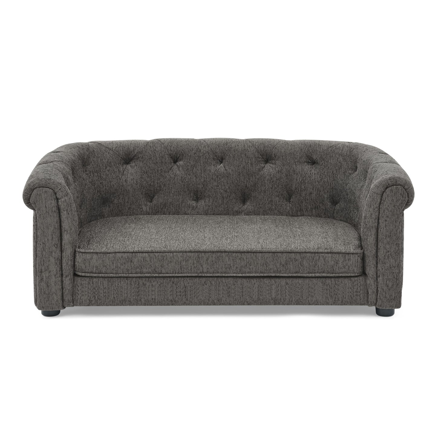 Kova Arc Pet Sofa – Dark Gray Linen Dog Couch with Curved Backrest & Cozy Cushion - JUSTLIVE NESTJUSTLIVE NEST