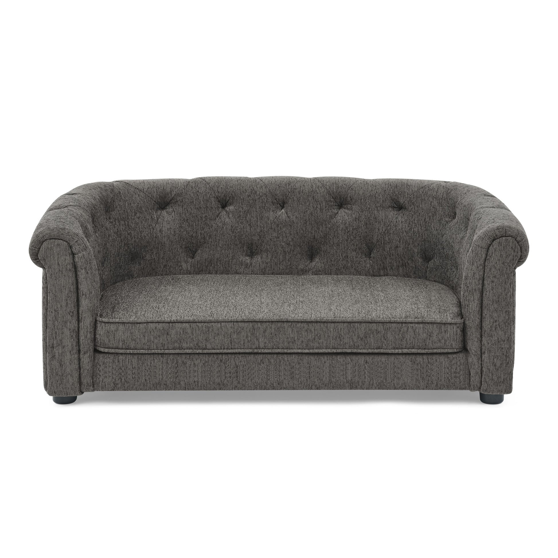 Kova Arc Pet Sofa – Dark Gray Linen Dog Couch with Curved Backrest & Cozy Cushion - JUSTLIVE NESTJUSTLIVE NEST