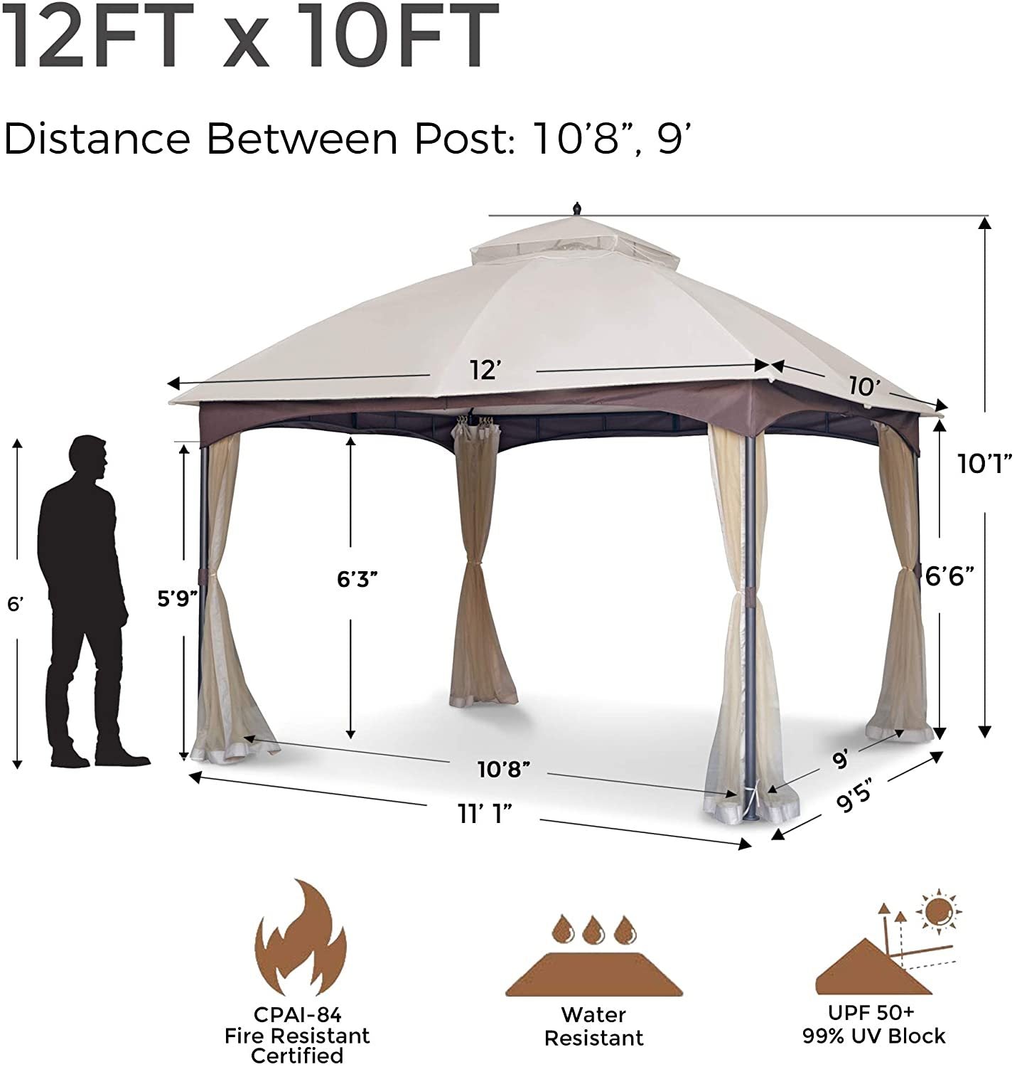 Aurelia 10x12' Soft - Top Metal Gazebo – Heavy Duty Outdoor Pavilion with Mosquito Net & Steel Roof Frame - JUSTLIVE NESTJUSTLIVE NEST