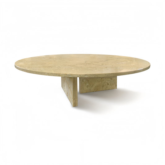 Valmira Round Table – Ø35.4" Natural Marble in Golden Beige Vein Pattern