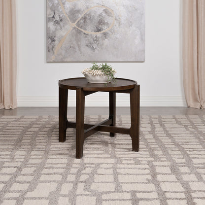 Mavis End Table – Deepgrain Round in Solid Timberwood