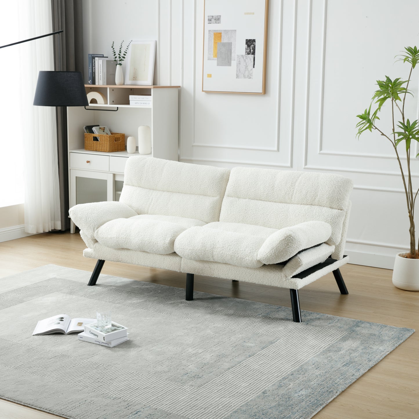 NestEdge ‘CushEase” Sleeper Sofa – Plush Cushion Bed with Metal Legs