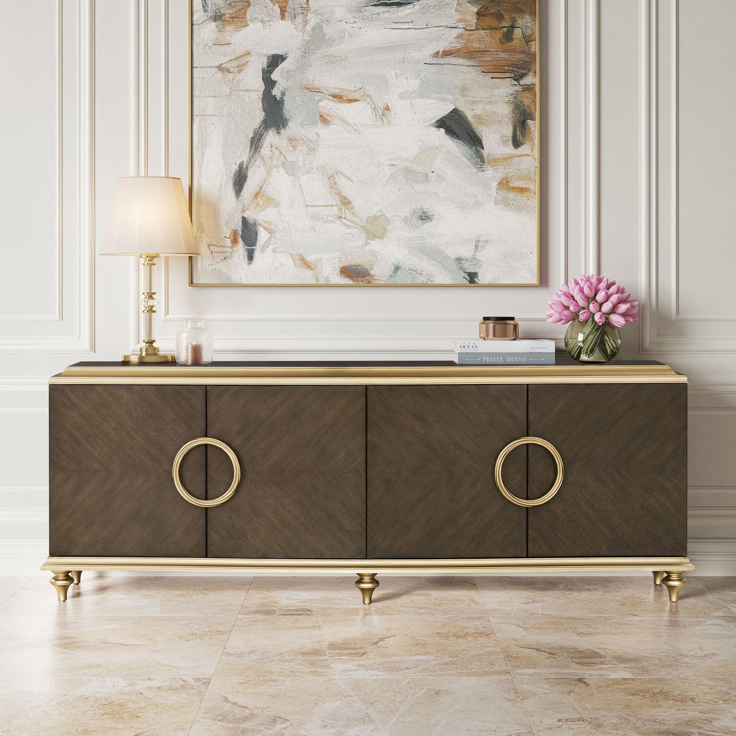 Ashtin Console – Brown Finish Accent Cabinet with Streamlined Look