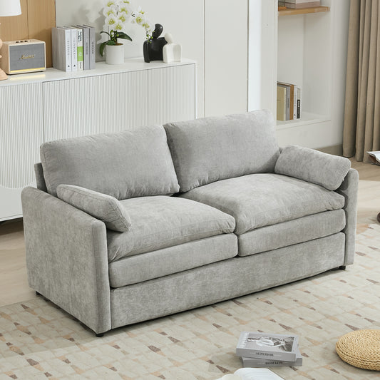 NestEdge ‘CloudNest” Loveseat – Light Grey Upholstery | Double Plush Cushion Comfort