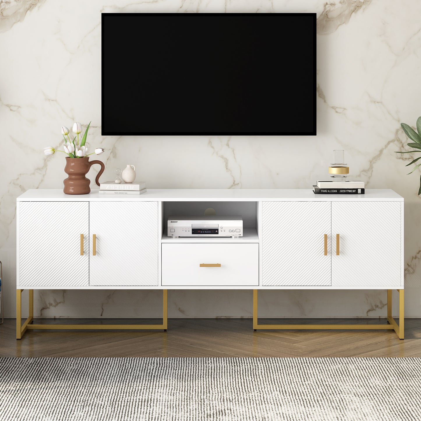 Uvalo Mini Console – 70" TV Cabinet with 1 Drawer + 2 Cabinets