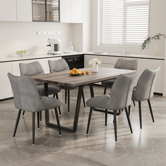 Kavari Modern 6-Piece Dining Set – Simple, Sleek Table with Comfy Chairs