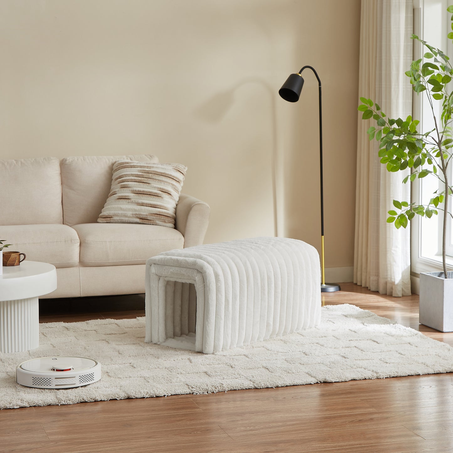 Lofin Bench – Corduroy Hideout Ottoman for Pets & Storage