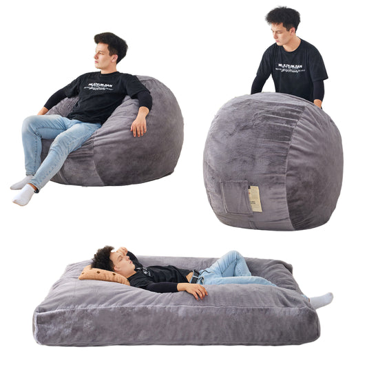 Modo Fold Lounger – Foldable Giant Bean Sofa into Full-Size Bed with Washable Cover