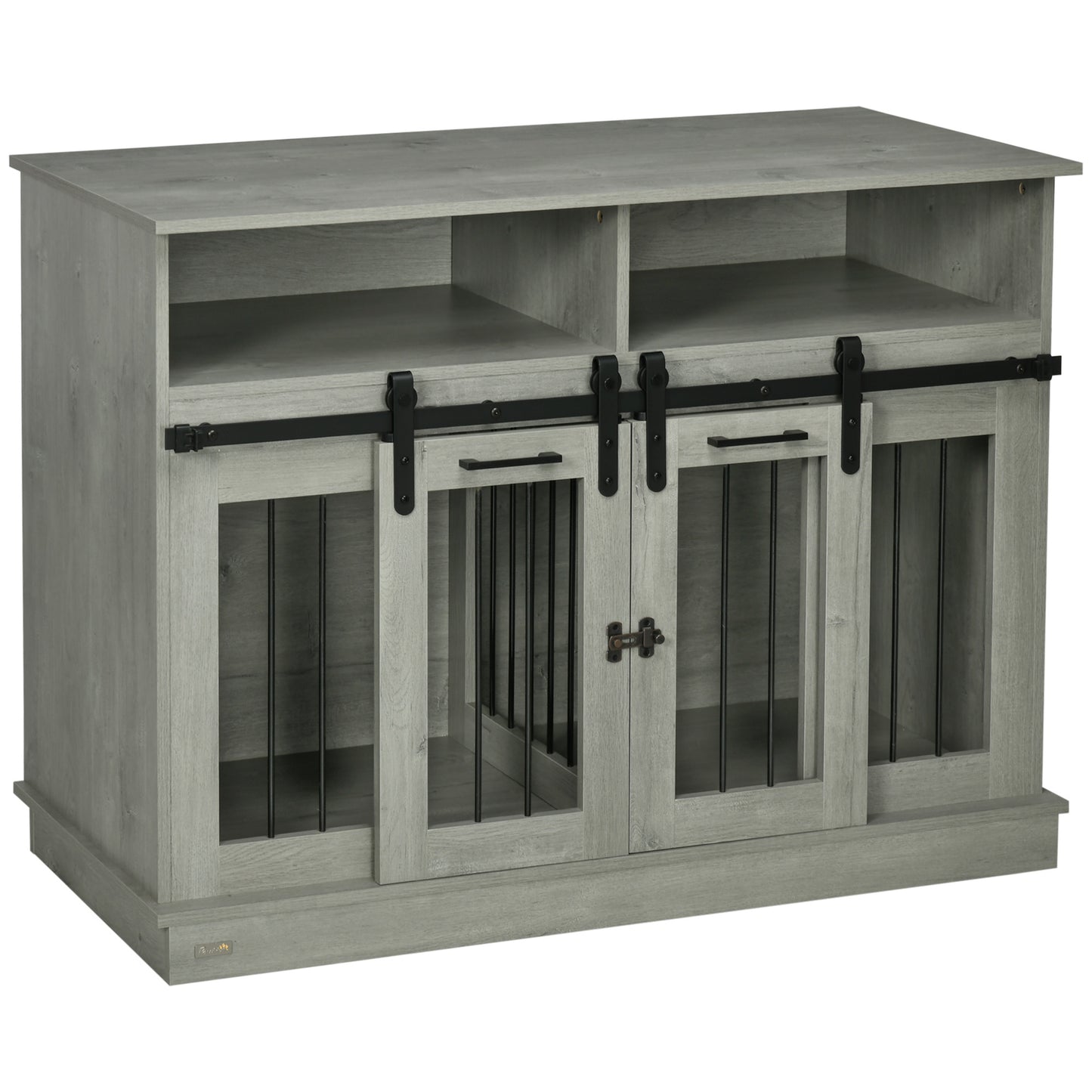 Hollo 47" Dual Dog Crate – Gray Sliding Door Kennel with Shelves for Large or 2 Small Dogs - JUSTLIVE NESTJUSTLIVE NEST