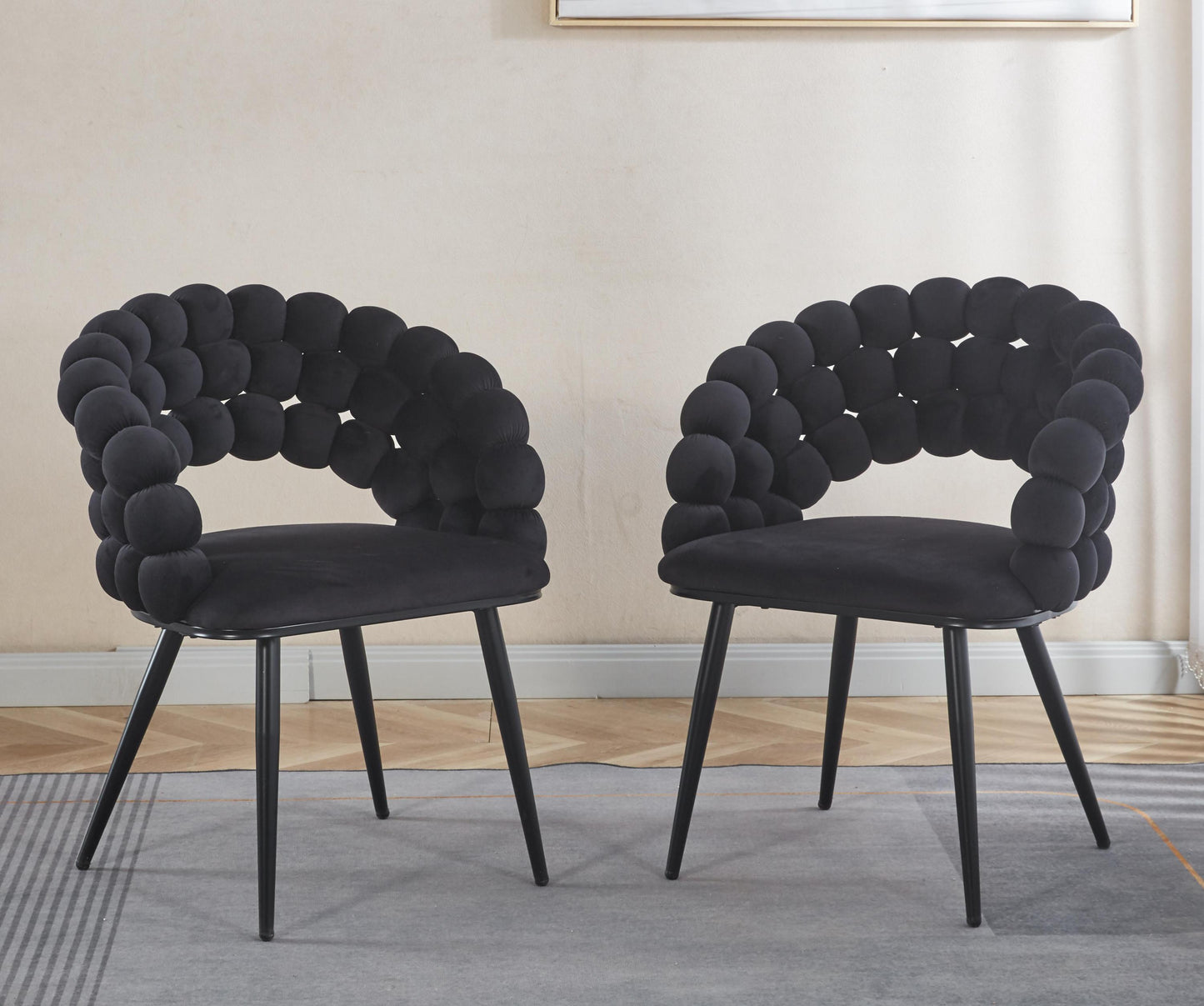 Mavelle Chair Set – Onyxsoft Backrest, Aurasteel Legs, Hairplush Shell Design