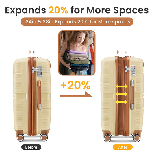 Jetera 4 - Piece PP Luggage Set – Lightweight Expandable Suitcases in Polypropylene with Spinner Wheels (14/20/24/28") - JUSTLIVE NESTJUSTLIVE NEST