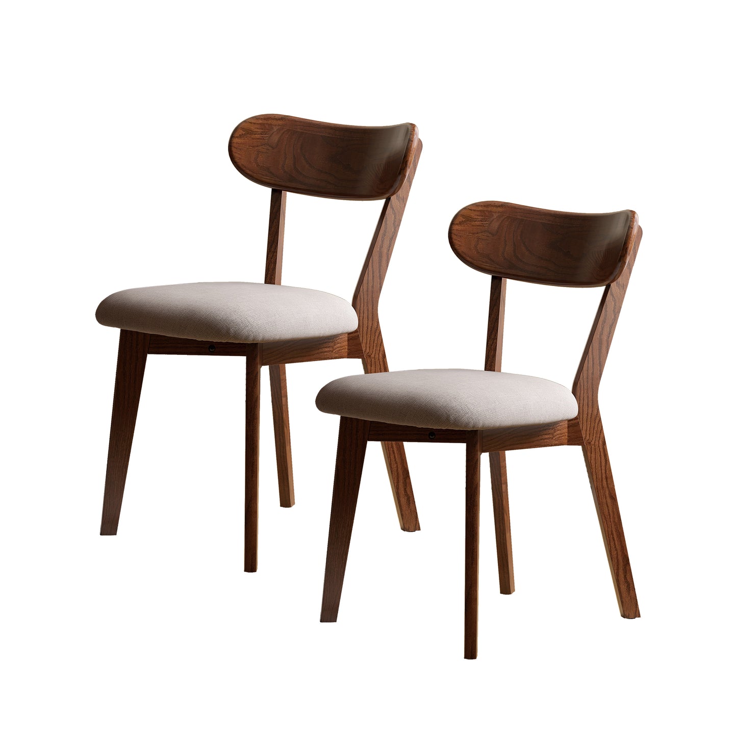 Northwood Dining Chairs – Set of 2 Solid Oak Walnut Color FAS Wood, Clean Grain Finish