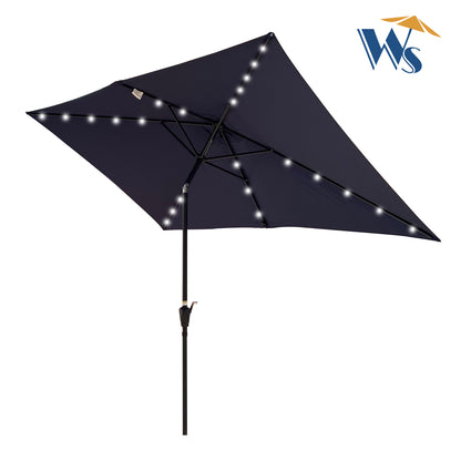 Solair 10x6.5' Rectangular LED Umbrella – Solar Crank Patio Shade with Push - Button Tilt - JUSTLIVE NESTJUSTLIVE NEST