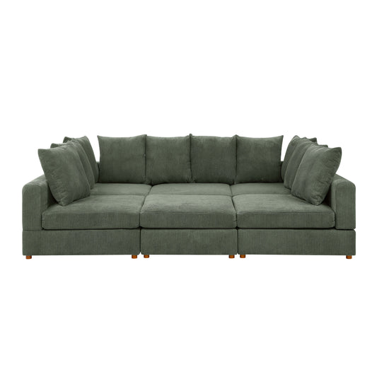 6-Piece Plush Ensemble – Soft Ribbed Lounge Set with Freeform Design