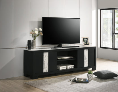 Drifton Console – Driftwood Finish TV Stand with Open Shelf