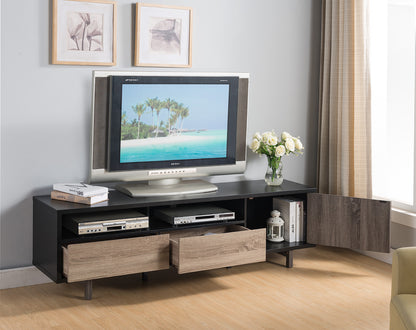 Stravion XL Console – 72" TV Cabinet with 2 Drawers + Door (Black / Grey / Taupe)