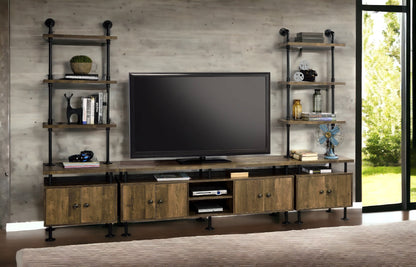 Ensata Console – Rustic Oak & Black Finish TV Stand