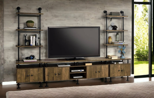 Ensata Console – Rustic Oak & Black Finish TV Stand