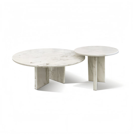 Valmira Marble Set – Snowwhite Stone Top with LuxeMetal Framing