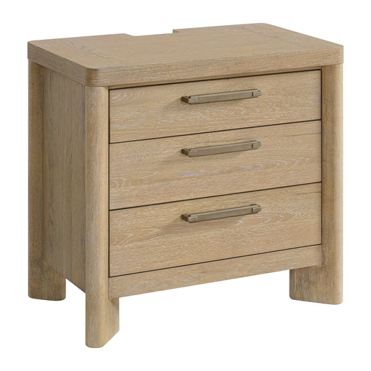 Tavrin Chest – Tan 3-Drawer Nightstand with Clean Modern Profile