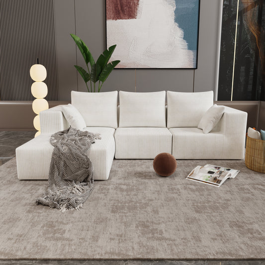 JUSTLIVE NEST® Fraelo Plush Modular Sofa – Beige Corner Sectional with Soft Sponge & Versatile Layout Options
