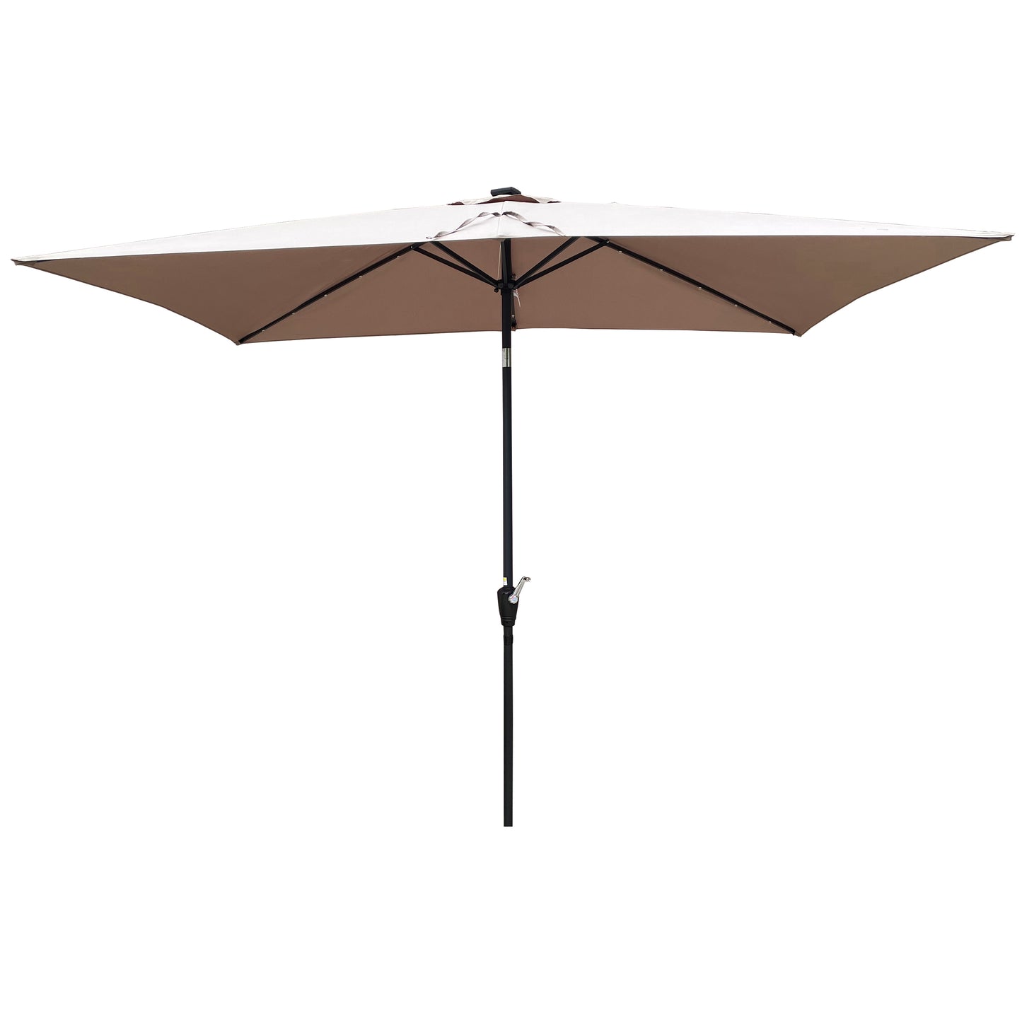 Solair 10x6.5' Rectangular LED Umbrella – Solar Crank Shade with Push - Button Tilt for Patio or Pool - JUSTLIVE NESTJUSTLIVE NEST