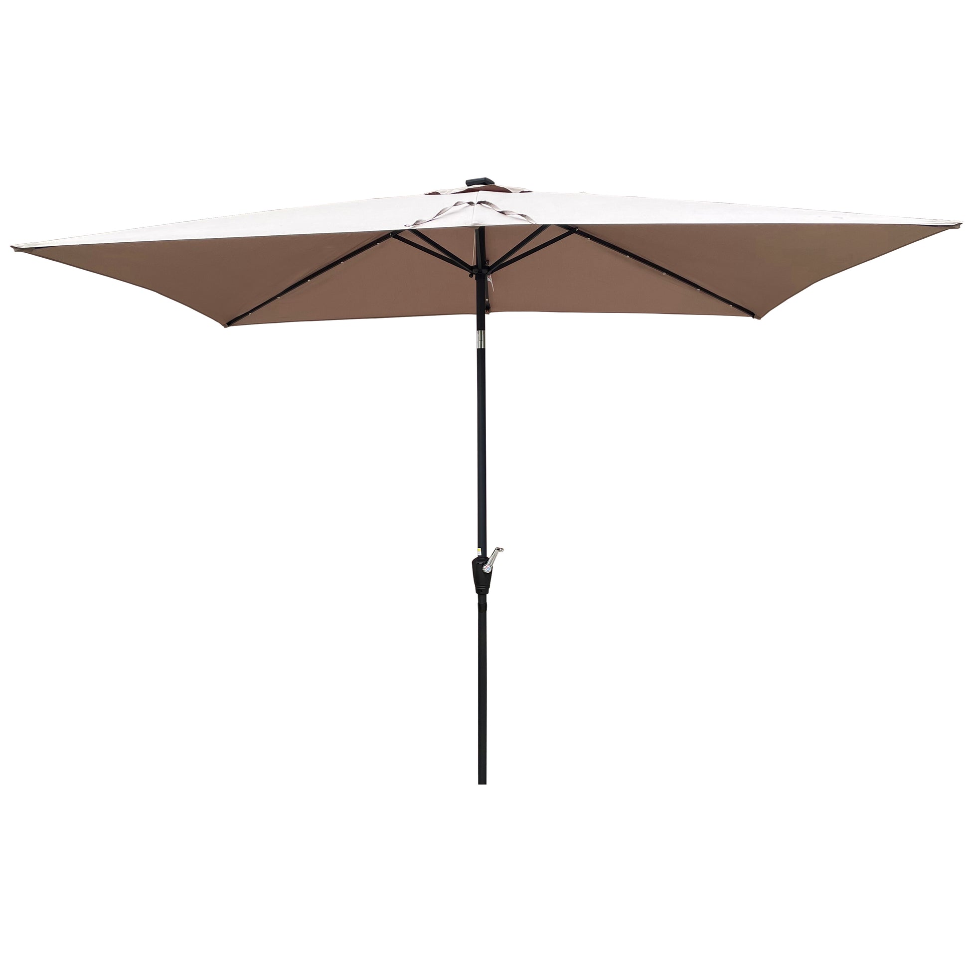 Solair 10x6.5' Rectangular LED Umbrella – Solar Crank Shade with Push - Button Tilt for Patio or Pool - JUSTLIVE NESTJUSTLIVE NEST