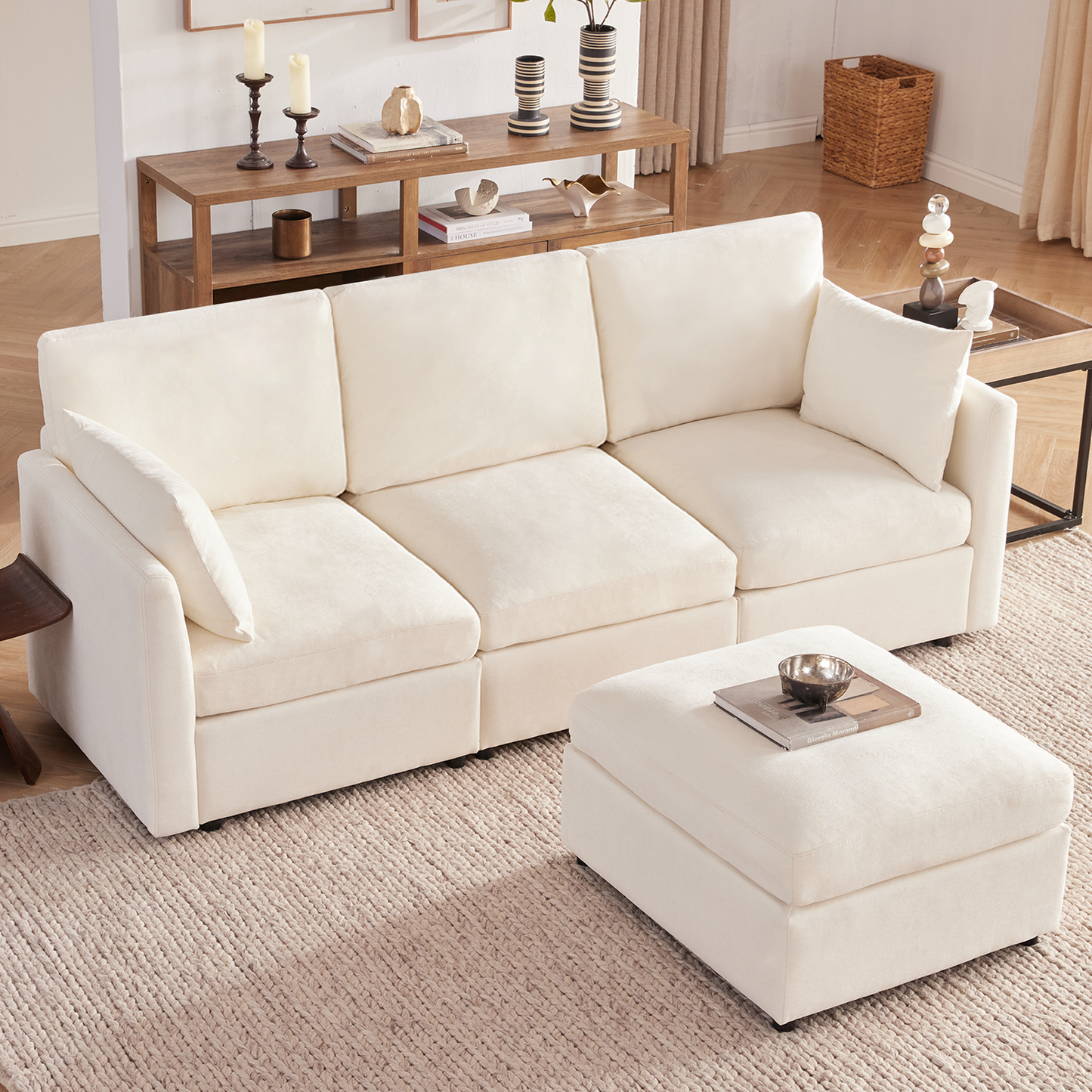 Seraphina Cloud Couch – Plush Chenille Sectional in Elegant Beige
