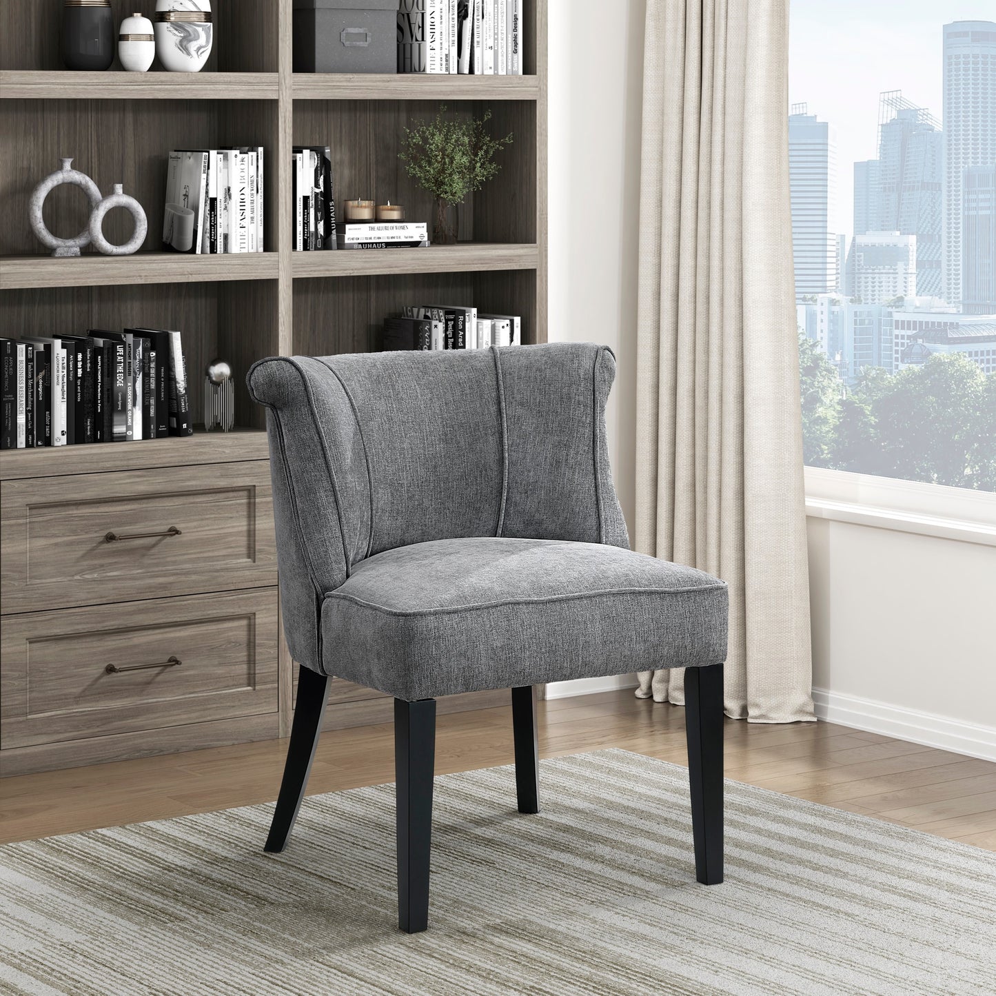Marveen Chair – Charveil Fabric, Curveform Back, Espressix Legs