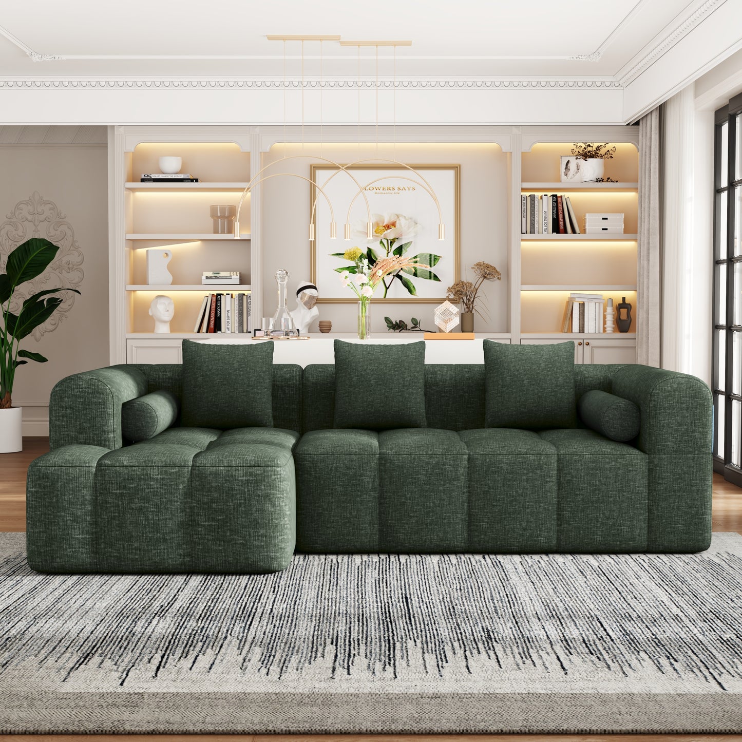 101' Deep Comfort Lounge – Plush Modular Seating with Handy Side Storage (Green)