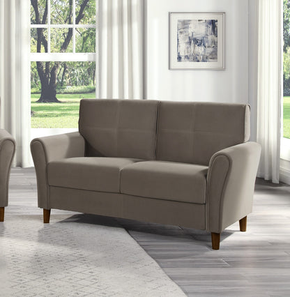 Velmira™ Brown Velvet Loveseat – Plush Tufted 2-Seater with Solid Wood Frame for Modern Living