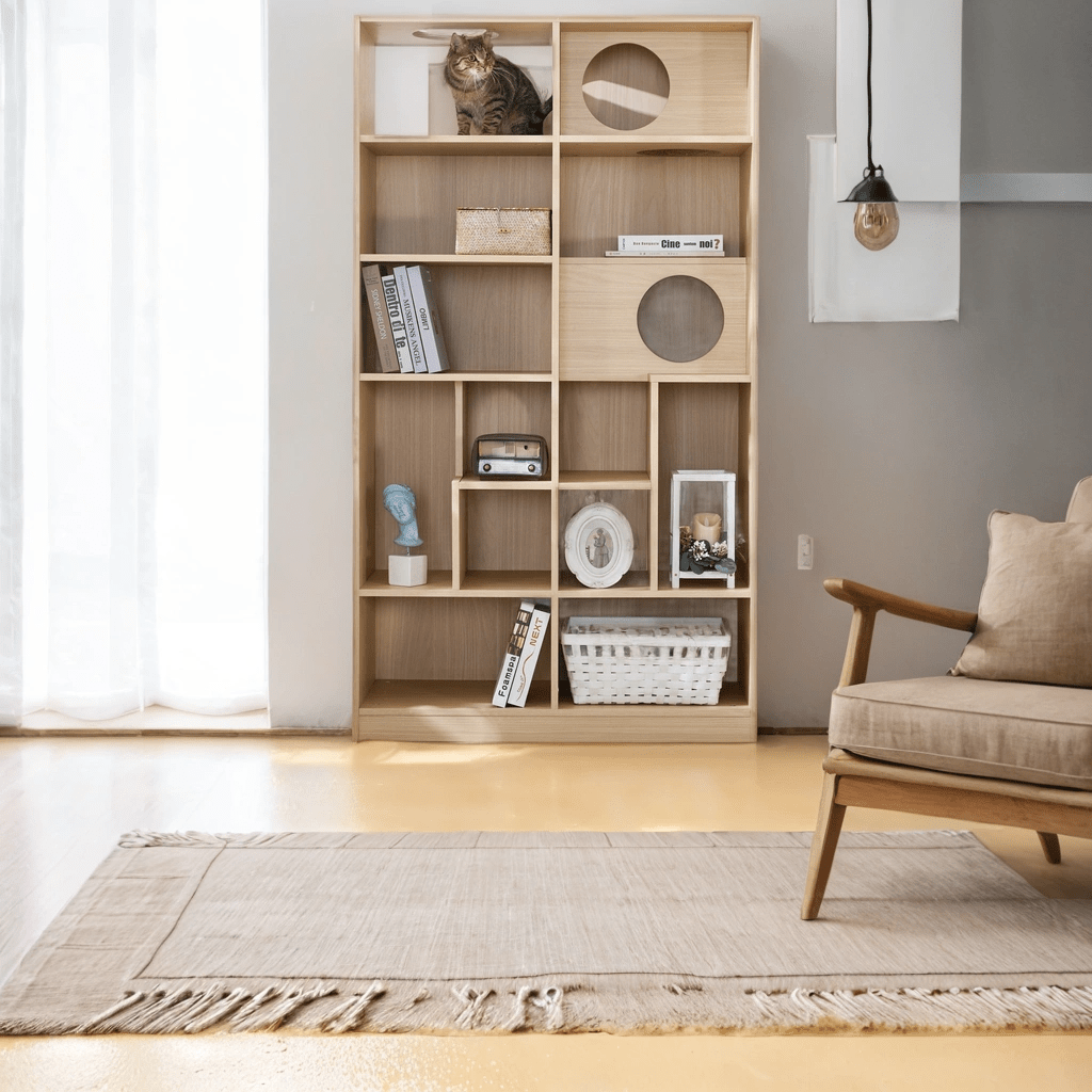 Nuvio Cat Tree Bookcase – Furniture - Style Cat Tower with Shelves & Climbing Platforms - JUSTLIVE NESTJUSTLIVE NEST